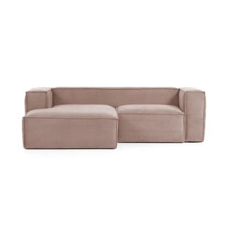 Šviesiai rožinė velvetinė kampinė sofa (kairysis kampas) Blok - Kave Home