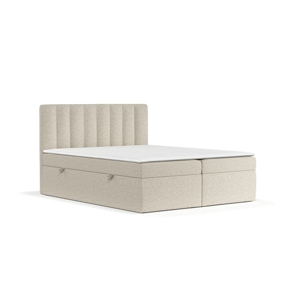 Spyruoklinė lova smėlio spalvos su sandėliavimo vieta 160x200 cm Novento – Maison de Rêve