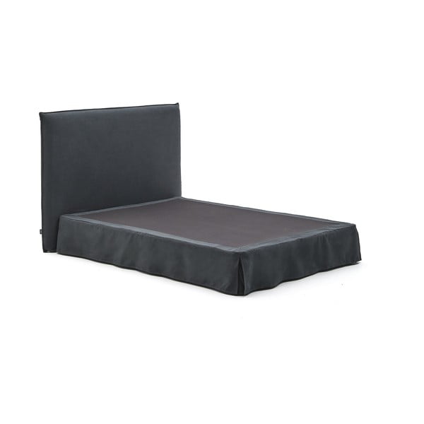 Antracito spalvos dvigulė lova audiniu dengta 160x200 cm Jaira – Kave Home