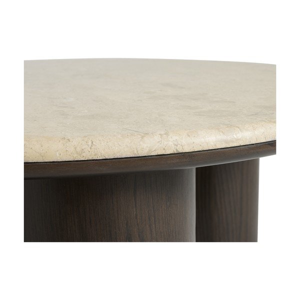Tamsios natūralios spalvos su marmuriniu stalviršiu apvalios formos kavos staliukas ø 90 cm Piazze – Unique Furniture-image-2