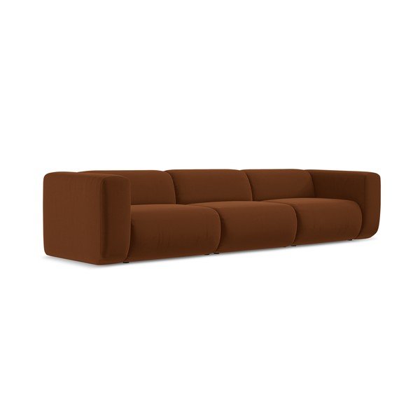 Oranžinės spalvos/rudos spalvos iš velveto sofa 319 cm Ekahi – Makamii-image-3