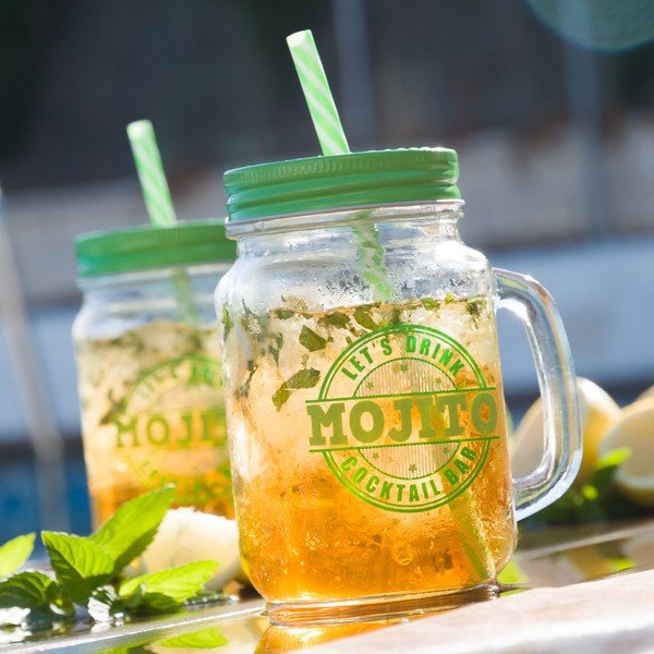 Stiklinė su dangteliu ir šiaudeliu InnovaGoods Mojito, 450 ml-image-1