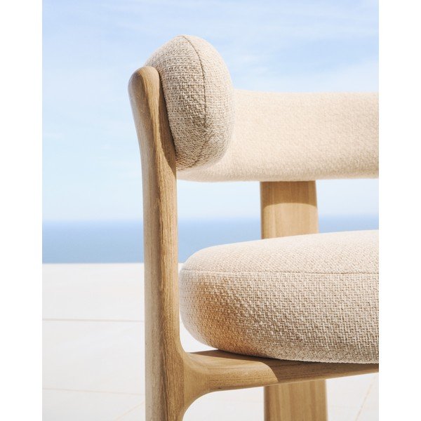 Smėlio spalvos paminkštinto audinio sodo kėdė Granite – Kave Home-image-4