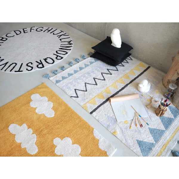 Skalbiamas/rankų darbo iš medvilnės vaikiškas kilimas kreminės spalvos 140x200 cm Azteca Vintage Blue – Lorena Canals-image-4