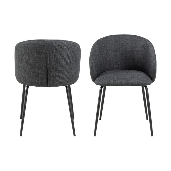Tamsiai pilkos spalvos iš audinio valgomojo kėdžių komplektas su porankiais 2 vnt. Eleanor – Actona-image-2