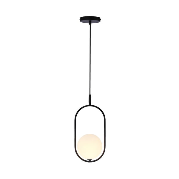 Juodas pakabinamas šviestuvas su stikliniu gaubtu 18,5x15 cm Cordel - Candellux Lighting-image-1
