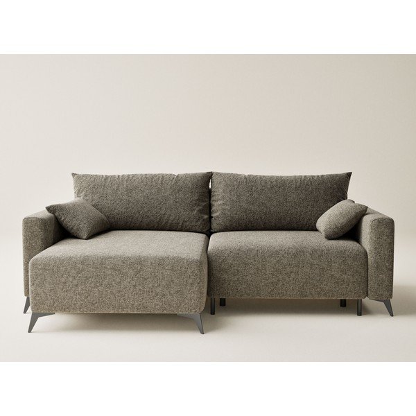 Rudos spalvos sulankstoma/su sandėliavimo vieta kampinė sofa iš šenilinio audinio (su kairiuoju kampu/su gultu) Leon – Maison de Rêve-image-2