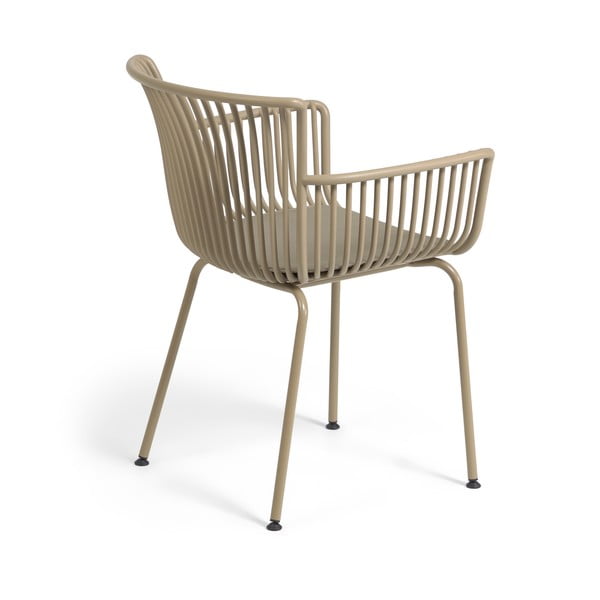 Smėlio spalvos metalinė/plastikinė sodo kėdė Surpika – Kave Home-image-3