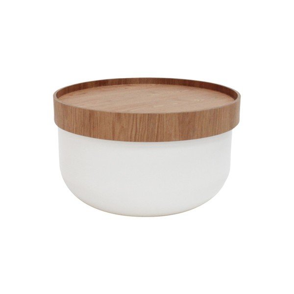 Baltas žurnalinis staliukas "Canett Olivia" Ø 50 cm-image-1