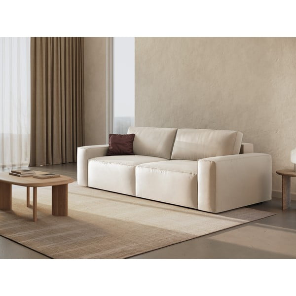 Smėlio spalvos iš velveto sulankstoma/su sandėliavimo vieta sofa 247 cm Jodie – Micadoni -image-1