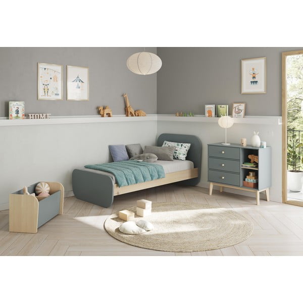 Pilkai žalios spalvos vaikiška knygų spinta 70x42x35 cm Esteban – Marckeric-image-1