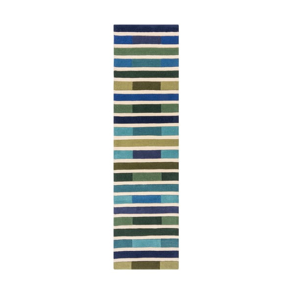 Žalias vilnonis kilimas 230x60 cm Piano - Flair Rugs