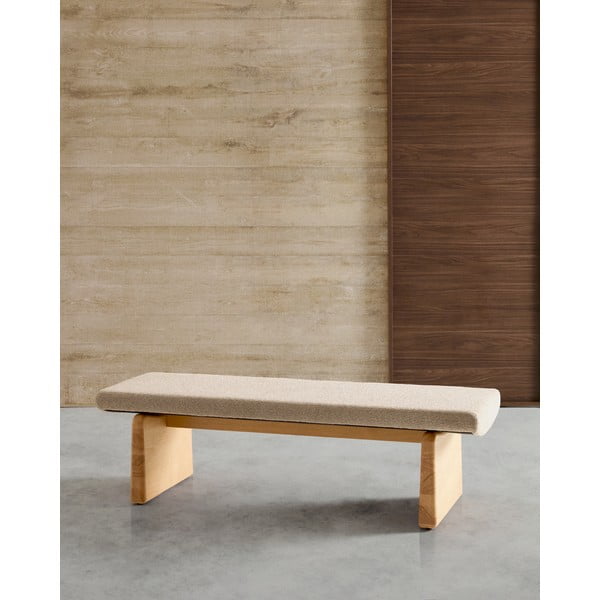 Smėlio spalvos/natūralios spalvos iš šenilinio audinio suolas Topaz – Kave Home-image-1