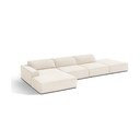 Kreminės spalvos modulinė kampinė sofa iš velveto (su kairiuoju kampu/su gultu) Jodie – Micadoni 
