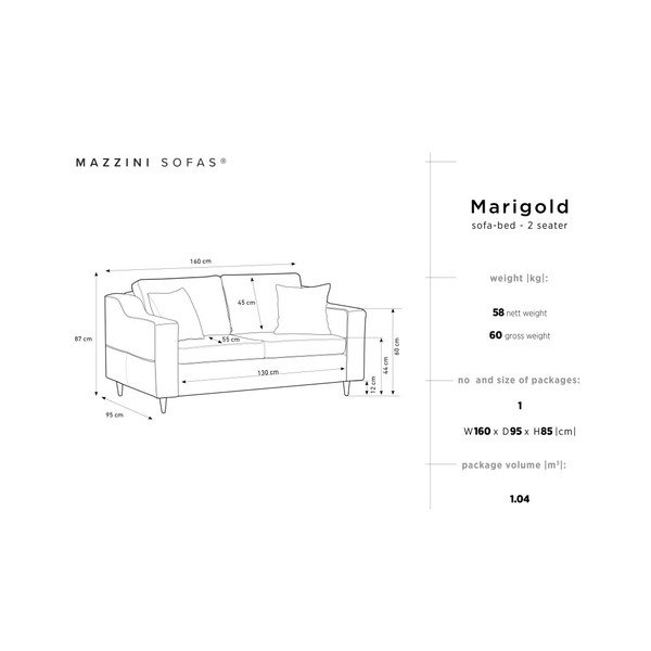 Tamsiai mėlyna dvivietė sofa Mazzini Sofas Marigold-image-4