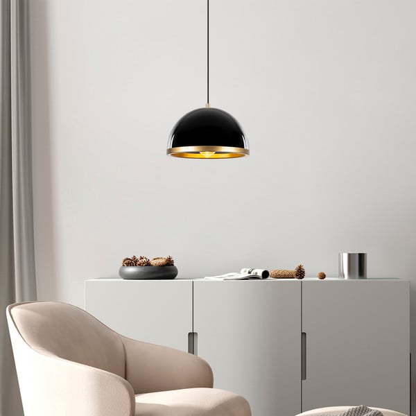 Kabantis šviestuvas juodos spalvos/auksinės spalvos ø 30 cm su metaliniu gaubtu Ferenci – Opviq lights-image-1