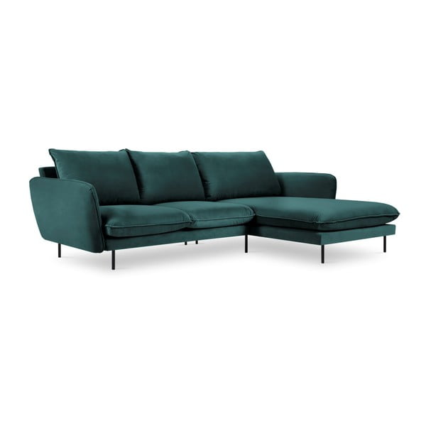 Turkio spalvos aksominė kampinė sofa Cosmopolitan Design Vienna, dešinysis kampas-image-2