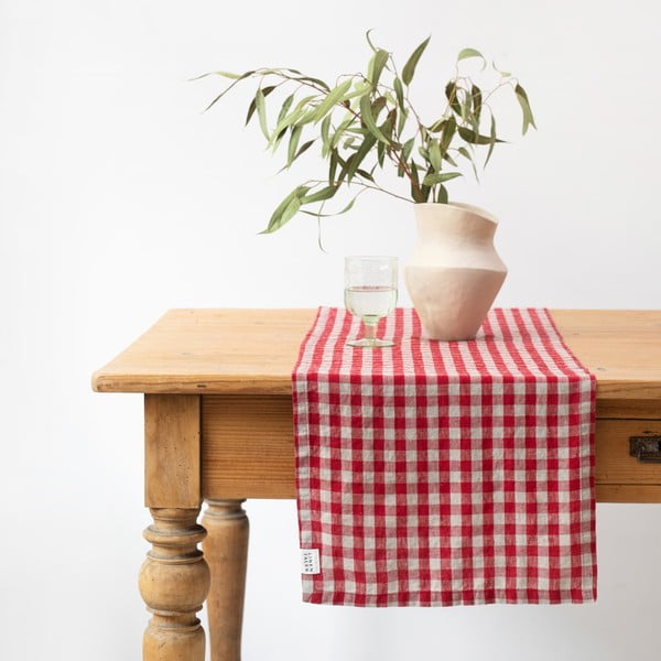Iš lino stalo takelis 40x200 cm Red Gingham – Linen Tales