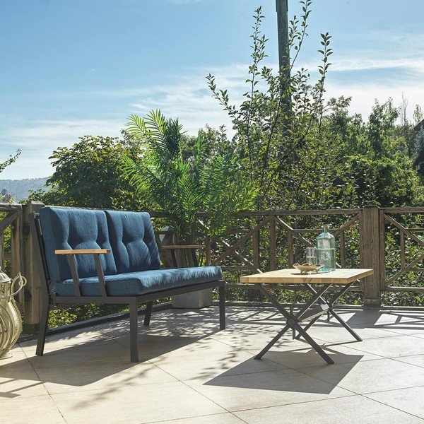 Iš metalo sodo sofa mėlynos spalvos Lotus – Floriane Garden-image-1