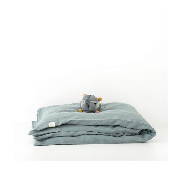 Mėlynas vaikiškas lininis antklodės užvalkalas Linen Tales Nature, 100 x 140 cm