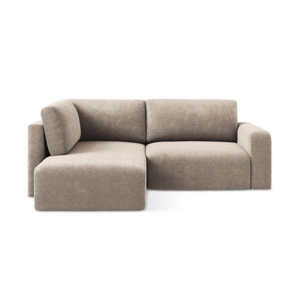 Smėlio spalvos sulankstoma/su sandėliavimo vieta kampinė sofa iš šenilinio audinio (su kairiuoju kampu/„L“ formos) Kona – Makamii