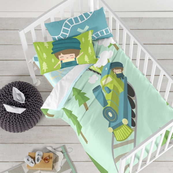 Vaikiška medvilninė patalynė Happynois Train, 115 x 145 cm-image-1