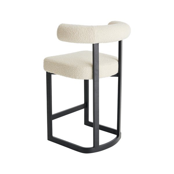 Juodos ir baltos spalvos iš audinio baro taburetė (sėdynės aukštis 66 cm) Parie – Ellos Home-image-3
