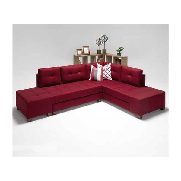 Bordo spalvos sofa-lova dešiniajame kampe "Balcab