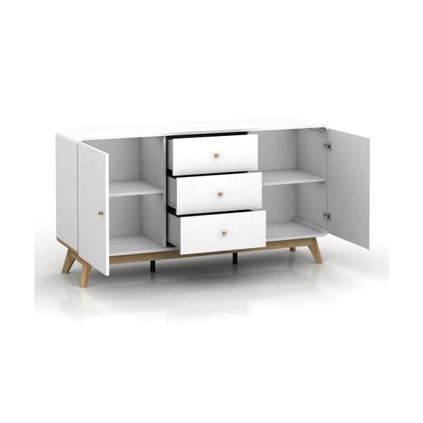 Žema šoninė spintelė baltos spalvos 140x75 cm Caitlin – Støraa-image-3