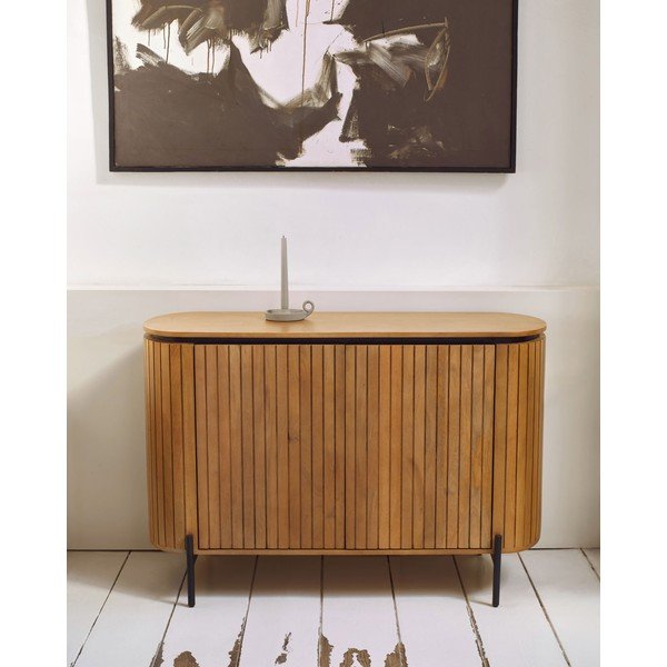 Iš mango masyvo žema šoninė spintelė natūralios spalvos 120x80 cm Licia – Kave Home-image-1