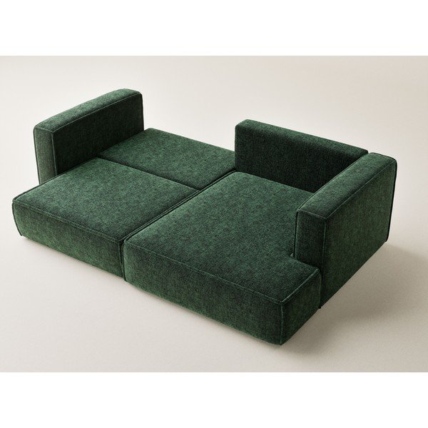 Tamsiai žalios spalvos sulankstoma/su sandėliavimo vieta kampinė sofa iš šenilinio audinio (su dešiniuoju kampu/su gultu) Velto – Maison de Rêve-image-3