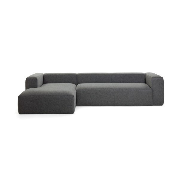 Tamsiai pilka kampinė sofa Kave Home Blok, kairysis kampas-image-1