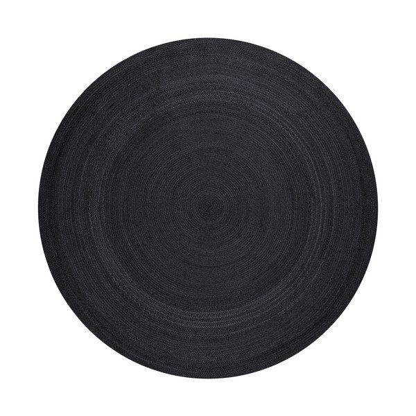 Apverčiamas/rankų darbo juodos spalvos iš džiuto apvalios formos kilimas ø 200 cm Braided – Hanse Home