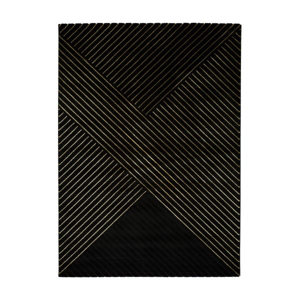 Juodas kilimas Universal Gold Stripes, 120 x 170 cm