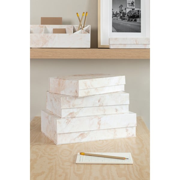 Smėlio spalvos iš kartono daiktadėžės su dangčiu 3 vnt. 42,5x29,5x13 cm Kian Paper Laminate – Bigso-image-1