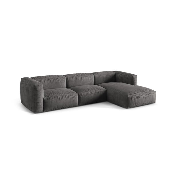 Pilkos spalvos iš velveto modulinė kampinė sofa (su dešiniuoju kampu/su gultu) Martina – Micadoni -image-2