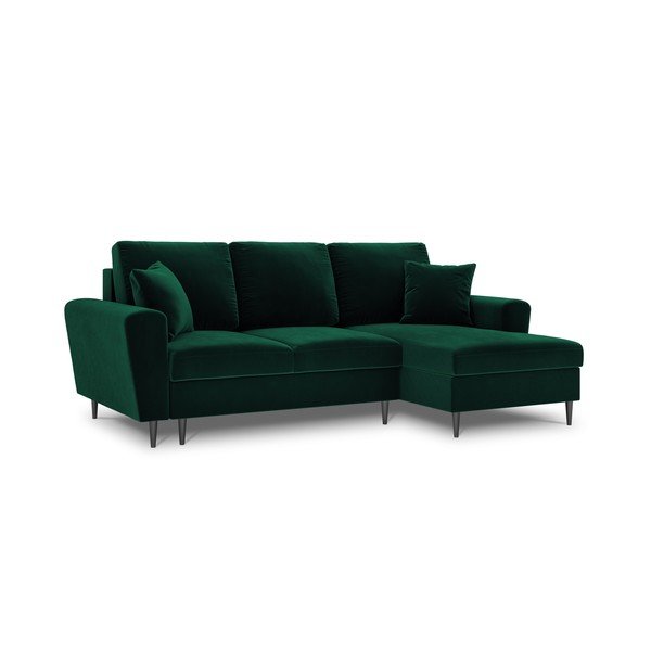 Žalios spalvos iš velveto sulankstoma/su sandėliavimo vieta kampinė sofa (su dešiniuoju kampu/su gultu) Kyoto – Cosmopolitan Design-image-4