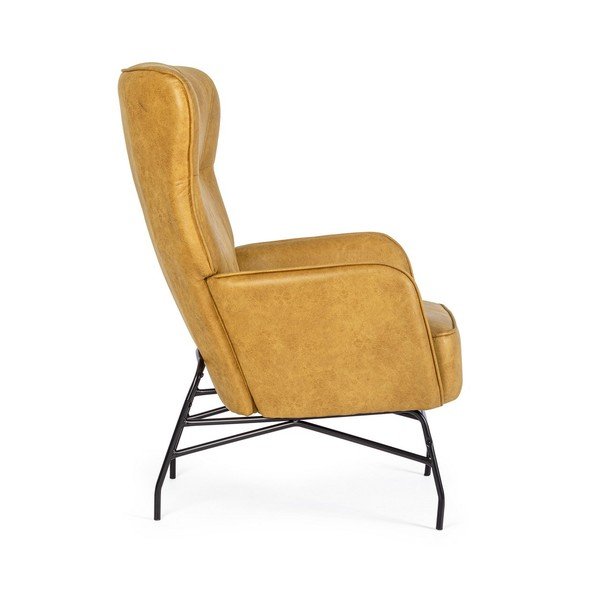 Garstyčių spalvos krėslas iš dirbtinės odos Nasira – Bizzotto-image-3