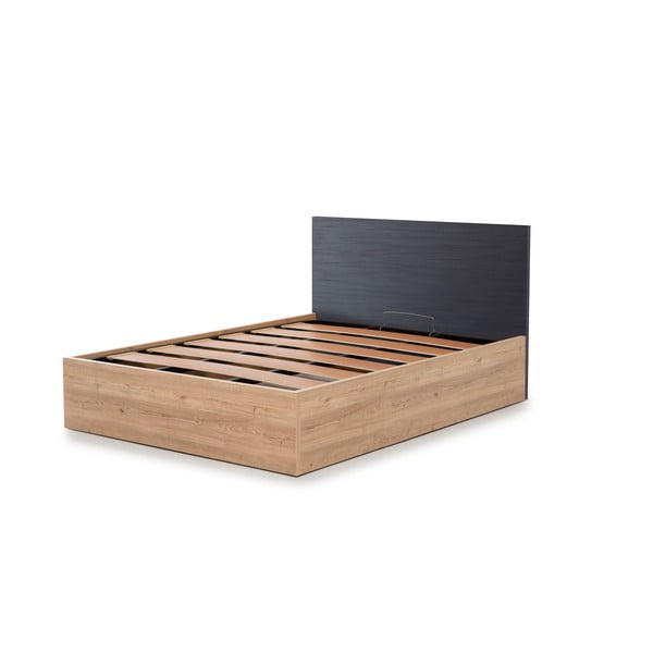 Pilka dvigulė lova su daiktadėže ir grotelėmis 160x200 cm Kronos - Marckeric-image-3