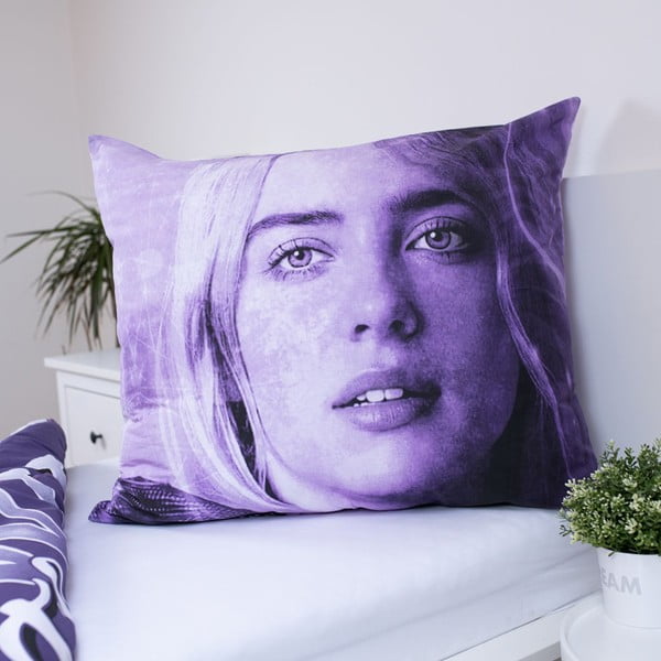 Violetinės spalvos iš medvilnės viengulė vaikiška patalynė 200x140 cm Billie Eilish – Jerry Fabrics-image-3