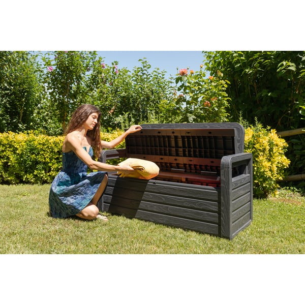 Plastikinis sodo suoliukas tamsiai pilkos spalvos Forever Spring – Toomax-image-3