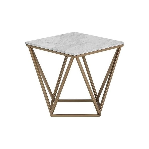 Aukso spalvos sulankstomas stalas su baltu stalviršiu "Monobeli Marble