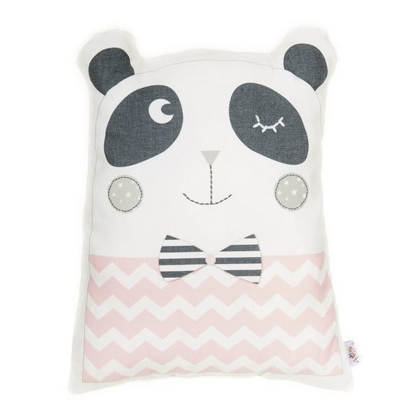 Rožinė vaikiška medvilninė pagalvė Mike & Co. NEW YORK Panda, 25 x 36 cm