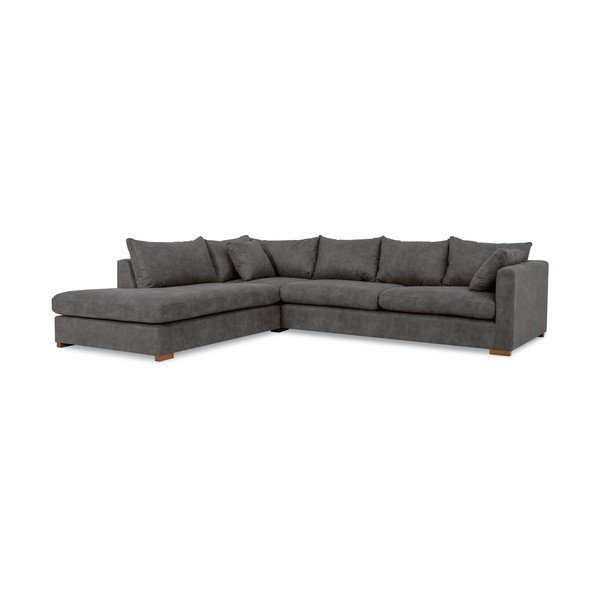 Iš dirbtinės odos kampinė sofa antracito spalvos (su kairiuoju kampu) Hamburg – Scandic-image-2