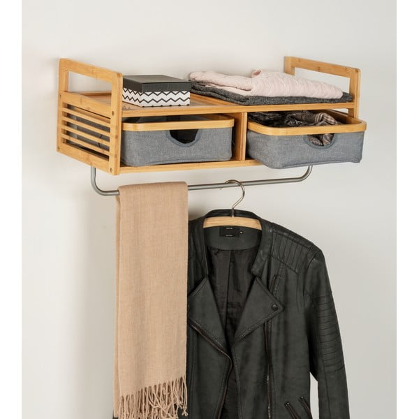 Iš bambuko sieninė lentyna pilkos spalvos/natūralios spalvos su lentyna Bahari – Wenko-image-1