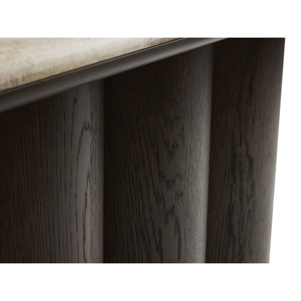 Tamsios natūralios spalvos su marmuriniu stalviršiu konsolinis staliukas 38x120 cm Piazze – Unique Furniture-image-2