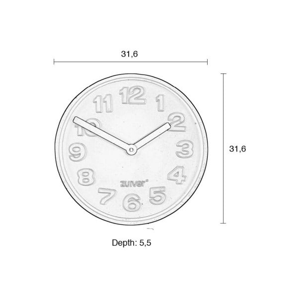 Juodas betoninis sieninis laikrodis su juodomis rodyklėmis Zuiver Concrete-image-1