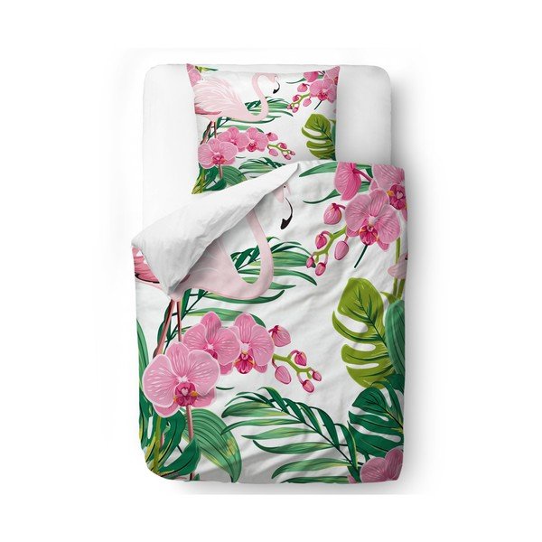 "Butter Kings" medvilninio satino patalynė "Flamingos", 200 x 200 cm