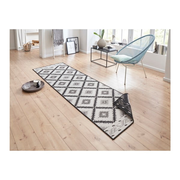 Juodos ir kreminės spalvos dvipusis lauko kilimas NORTHRUGS Malibu, 80 x 350 cm-image-3