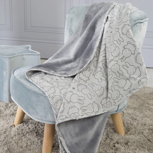 Vaikiškas pledas pilkos spalvos iš medvilnės 80x80 cm Miffy – Roba-image-1